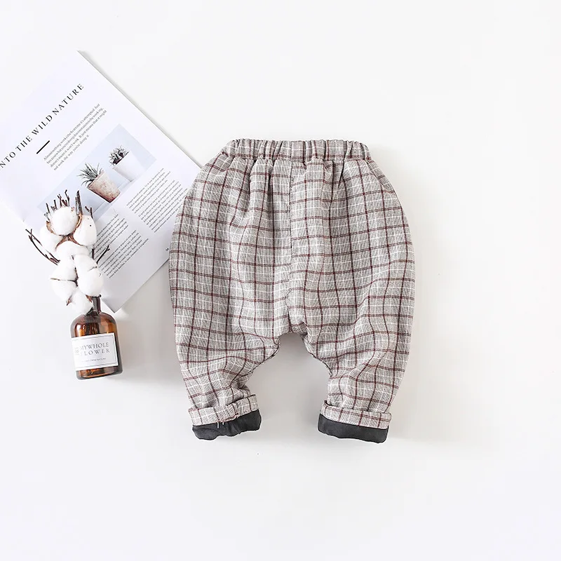 Зима 2020 модные флисовые утепленные Модные клетчатые штаны для маленьких