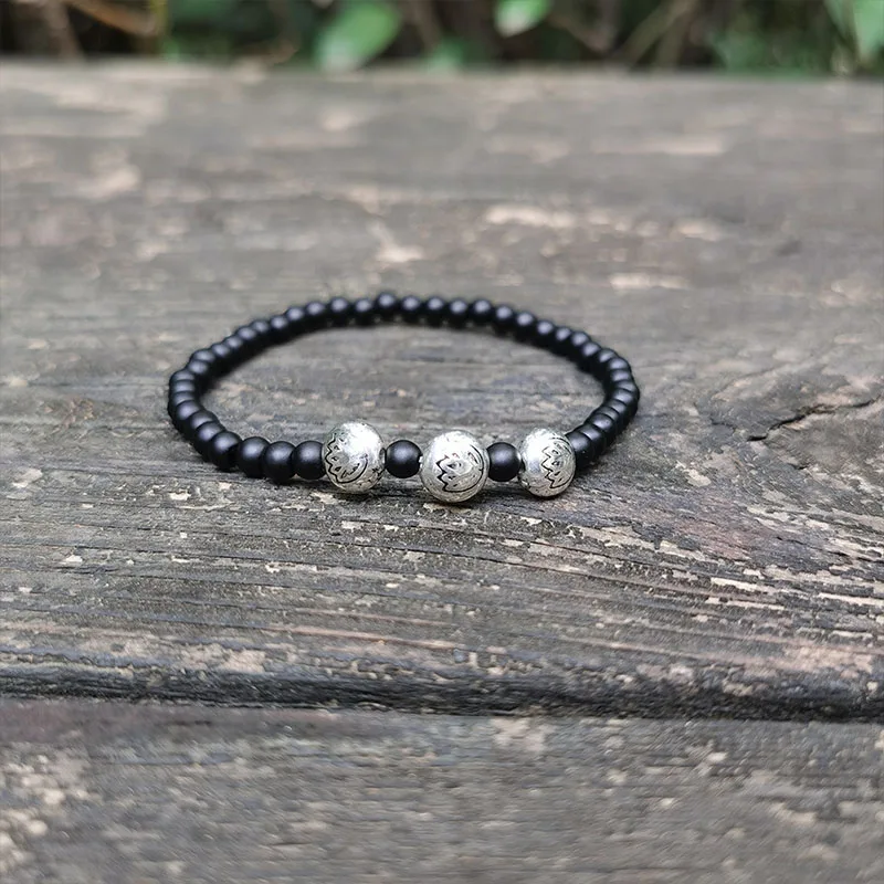 

Silver Beaded Bracelet, Silver Bracelet, Mens Jewelry, Mens Bracelet