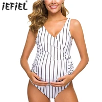summer maternity swimwear pregnant women v neck striped bikini swimsuit pregnancy backless tankinis bathing suit beachwear
