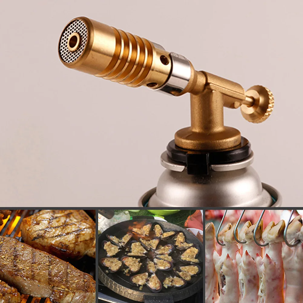 

Electronic Ignition Copper Flame Butan Gas Burner Gun Maker Torch For Outdoor Camping Picnic BBQ Welding Equipment