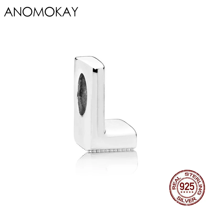ANOMOKAY, новинка, 925 пробы, серебро, от A до Z, классика, 26 букв, бусины, амулеты, подходят для браслетов Pandora, сделай сам, изготовление ювелирных изделий - Цвет: CYZZ4818-ZM-L