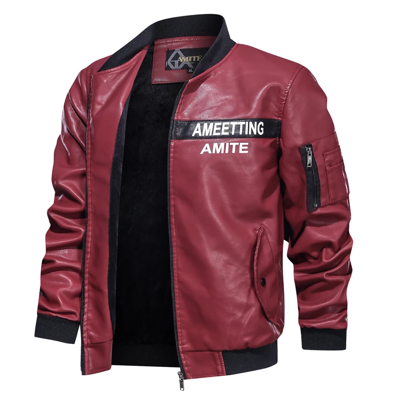 New Men Leather Jackets Brand Clothing Autumn Winter Casual Embroidered Aviator Jacket Motorcycle Pu Biker Coats | Мужская одежда