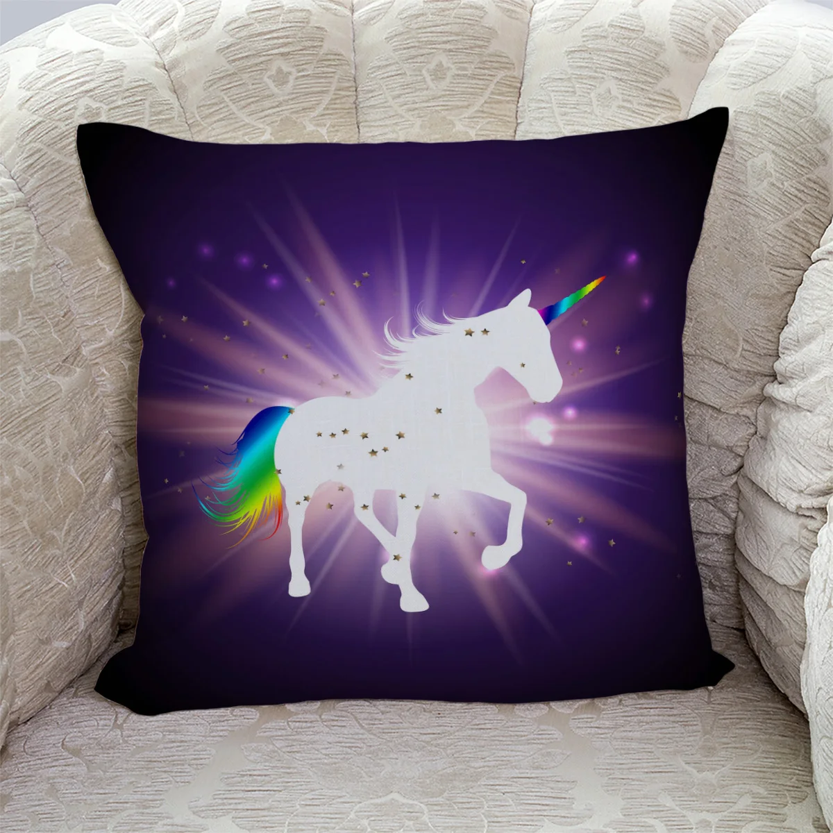 Милая Двусторонняя плюшевая наволочка с изображением животного единорога