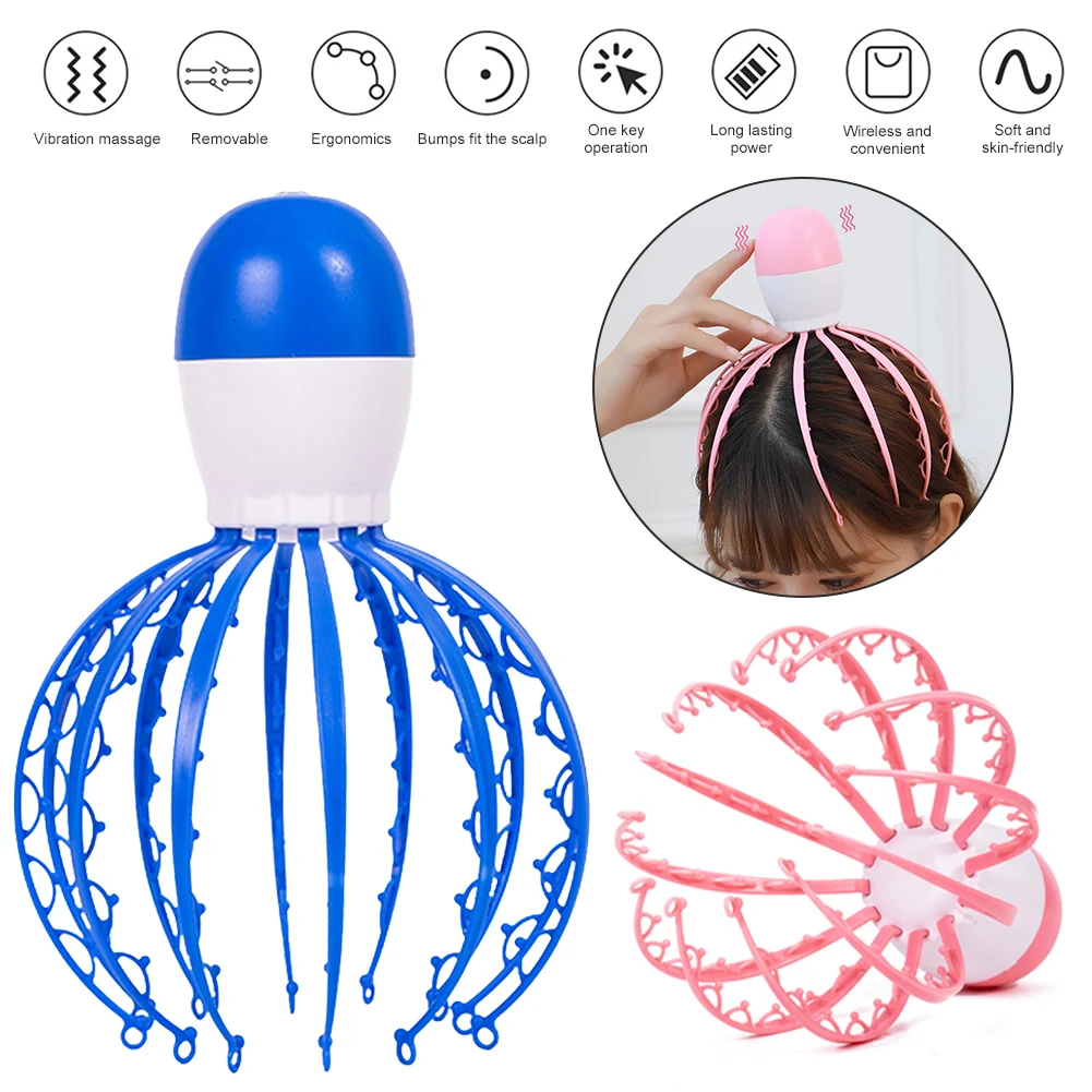 

Scalp Head Massager Instrument Electric Claw Alleviate Fatigue Vibration Anti Stress Rechargeable Battery Octopus Massage Device