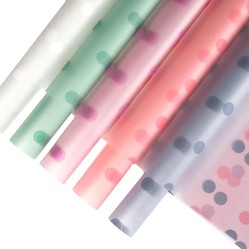 

5PC/Pack Macaron Dot Frosted Wrapping Paper Handmade DIY Scrapbook Decoration Paper Valentine Gift Bouquet Wrapping Paper