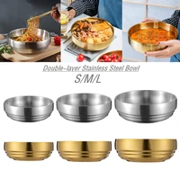 stainless steel double layer cold noodle bowl large capacity golden ramen soup bowl insulated rice bowl