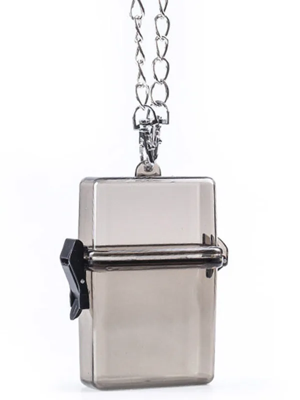 S with silver chain Новинка, 1 шт., водонепроницаемый прозрачный чехол для сигарет, коробка на цепочке, пластиковая прозрачная сумка, коробка для хранения, портативная, для клуба, путешествий - Цвет: S with silver chain