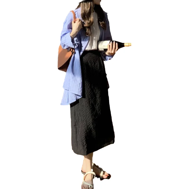 

New A Line Japanese Harajuku Autumn Winter Women Skirt High Waist Solid Female Korean Streetwear Elegant Long Skirts Plus Size