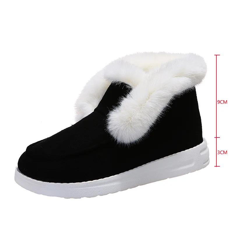 Vintage Ankle Boots Women Winter Warm Plush Fur Snow Boots Suede Leather Shoes Ladies Slip On Comfortable Female Footwear 2022