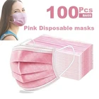 Маска для рта 3-слойная розовая одноразовая для взрослых, маски с защитой от капель, 1050100200 шт.