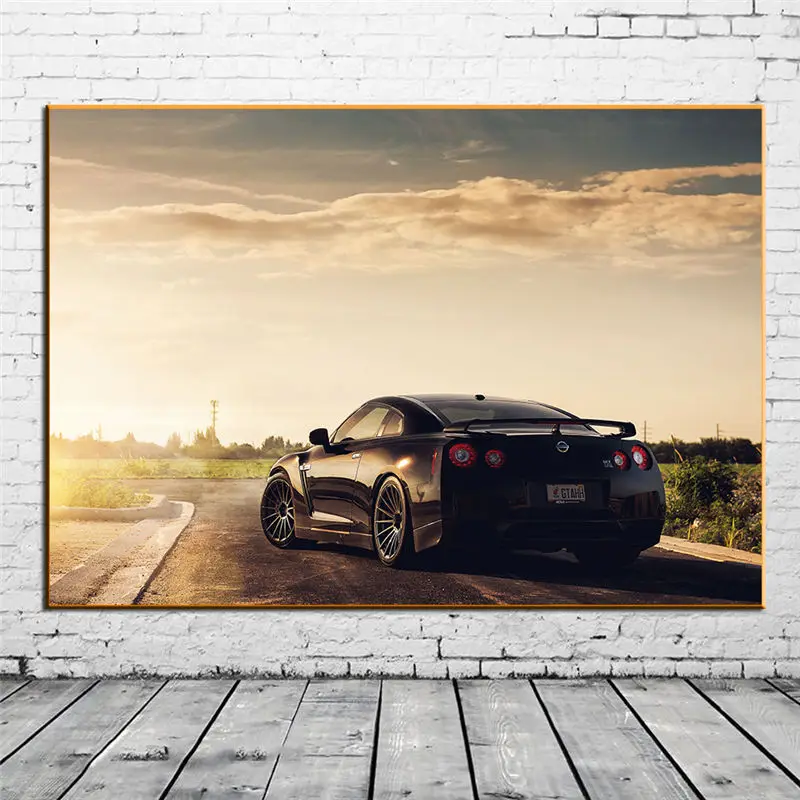 Кар Ниссан ДжиТиАр Спорткар Закатный Вид Декор для Дома Настенное Искусство Постеры Холст Росписи Печати для Украшения Гостиных Картинки.