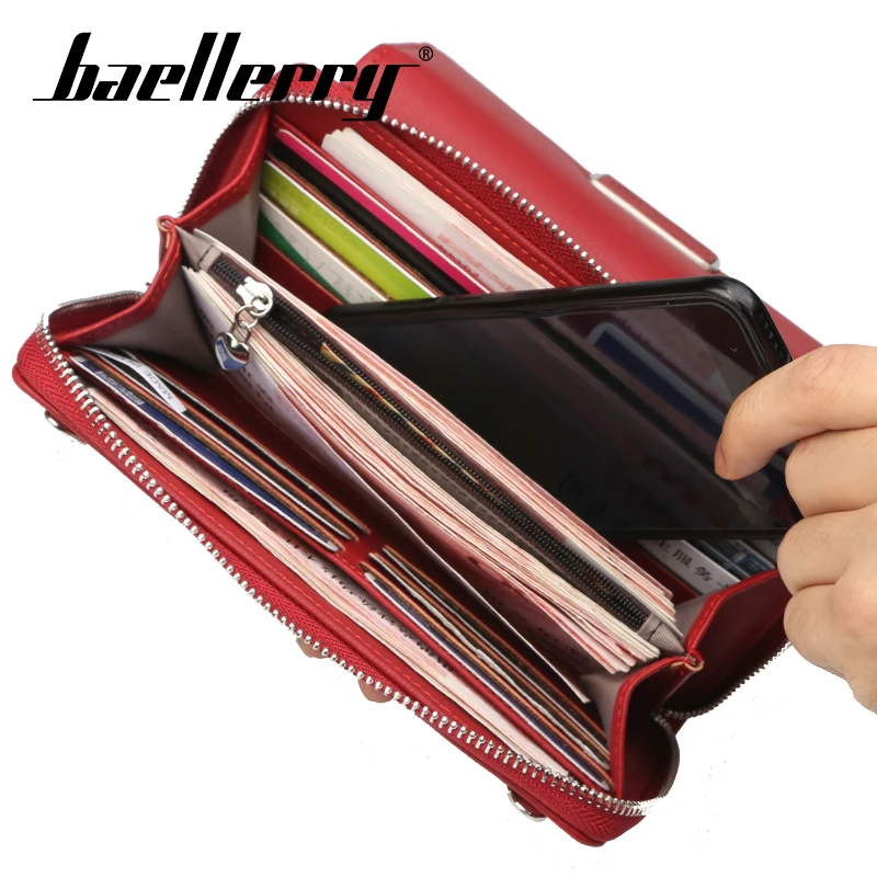 Бумажник Baellerry с серебристым ремнем для женщин модный однотонный Длинный кошелек