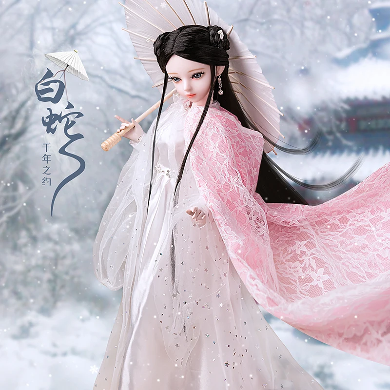 60 см ручная работа 1/3 Bjd куклы FUYAO/JINMI/белая змея большой соединенный Китайский