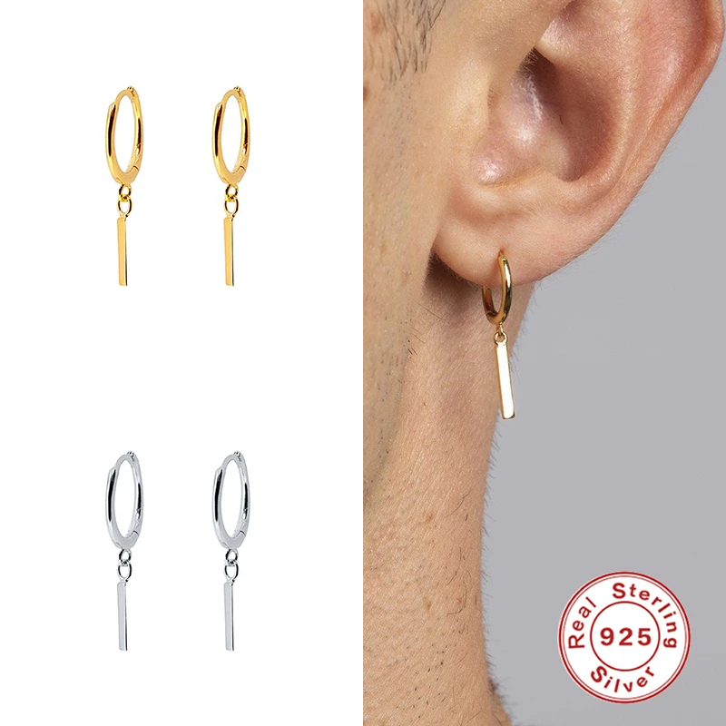 

Серьги-кольца геометрической формы для мужчин и женщин, из стерлингового серебра 925 пробы