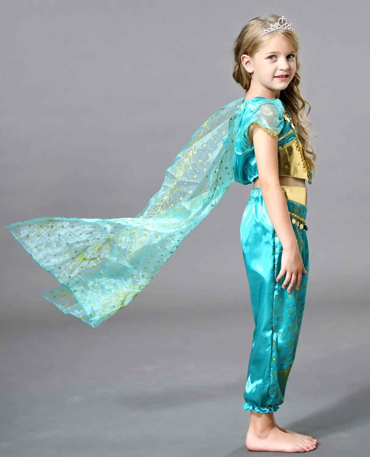 Костюм принцессы Аладдина магии жасмин костюм для косплея летний девочек