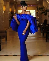 blue evening dress super puffy sleeves plus size formal mermaid prom gowns modern fashion customize robes de mari%c3%a9e