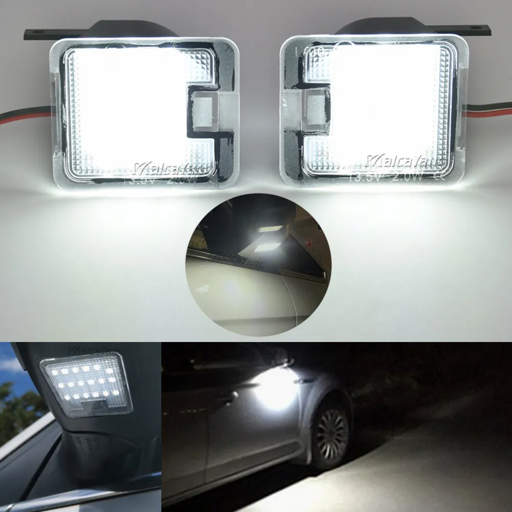 2Pcs for Ford S-Max Kuga Focus C-Max Escape Mondeo Galaxy WA6 LED Side Mirror Puddle Light Under Mirror Light Car-styling