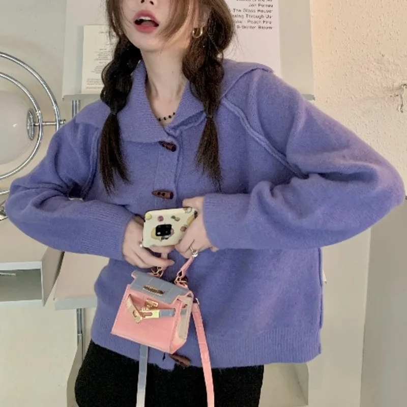 

Женский вязаный кардиган с воском, на пуговицах, с длинным рукавом