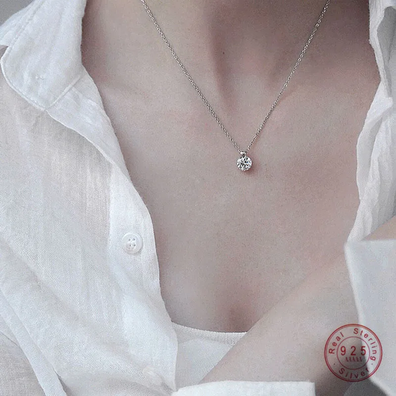 Женское ожерелье из серебра 925 пробы с многогранным кристаллом | Украшения и
