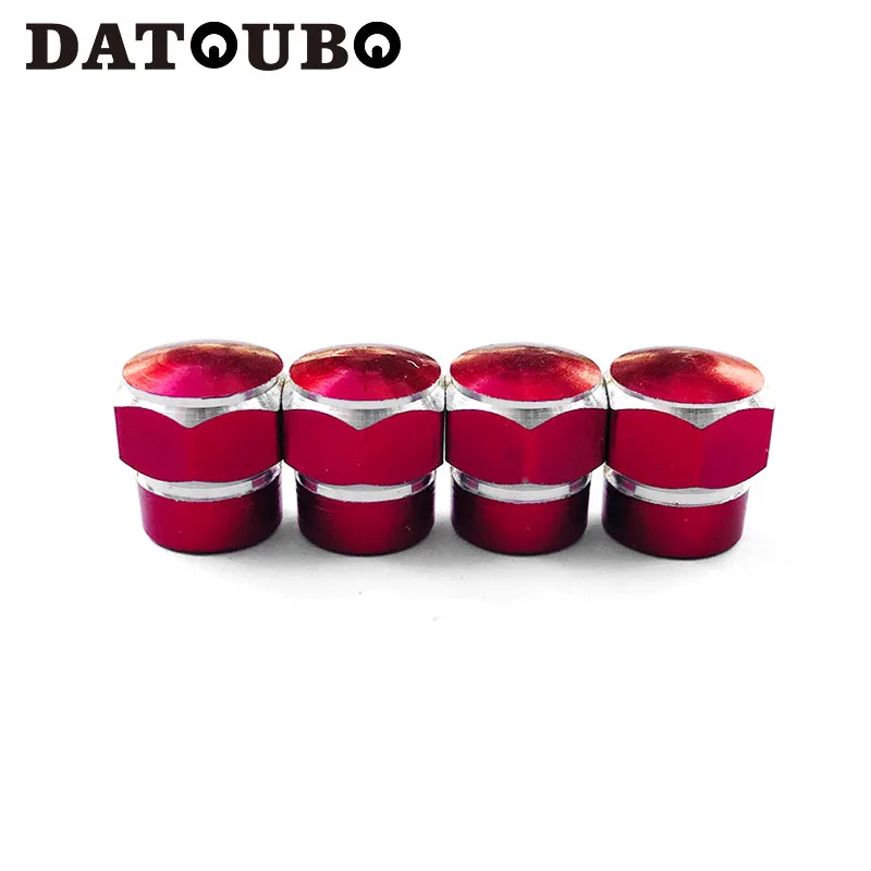 4 pcs of red DATOUBO 4 шт. алюминиевая крышка клапана для автомобильных шин s Стволовые воздушные колпачки для защиты от пыли обод колеса велосипеда Стержень шины воздушный Алюминиевый клапан крышка - Цвет: 4 pcs of red