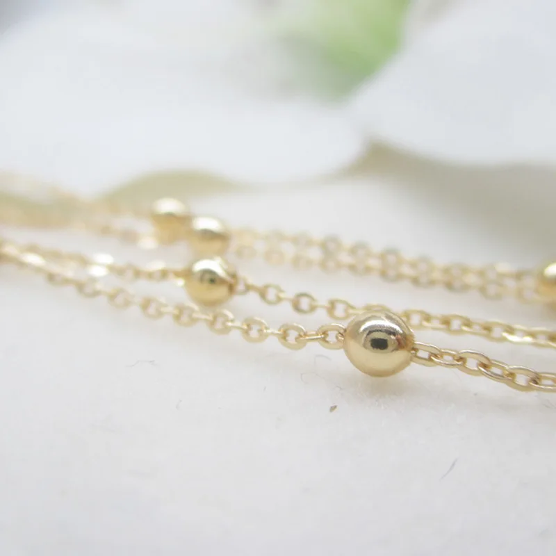 Позолоченные медные бусины-шарики каратного цвета цепочка из бисера ручной