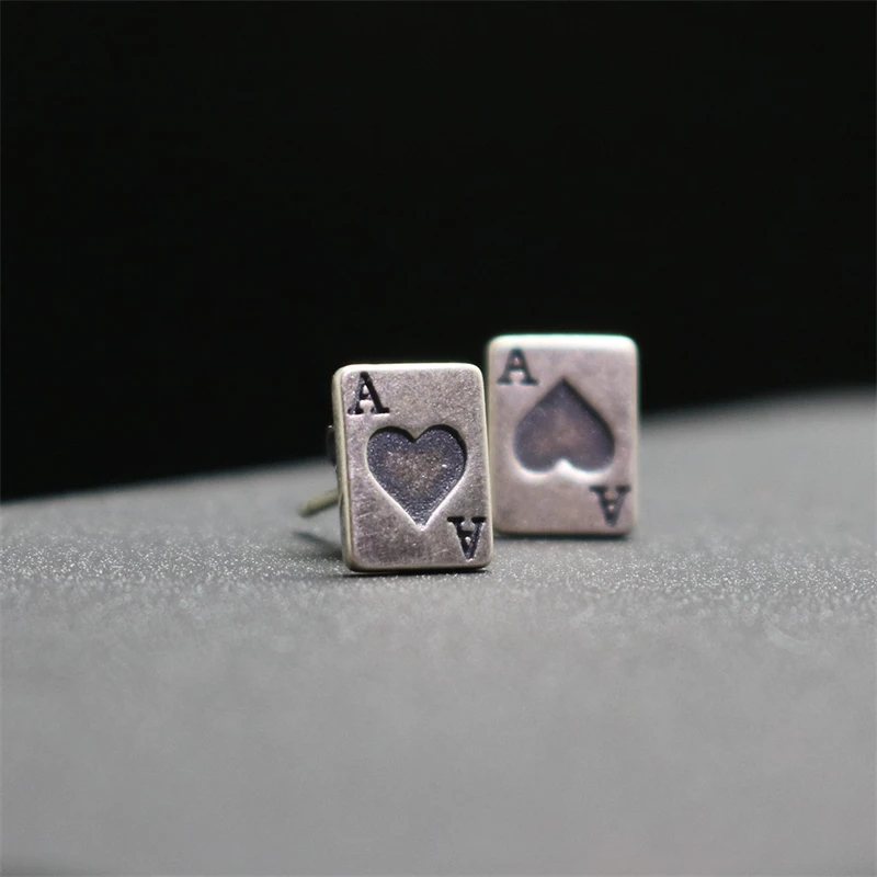 

New Fashion Hot-selling Personality Creative Heart A Poker Earrings Men And Women Hip-hop Punk Style Party Accessories
