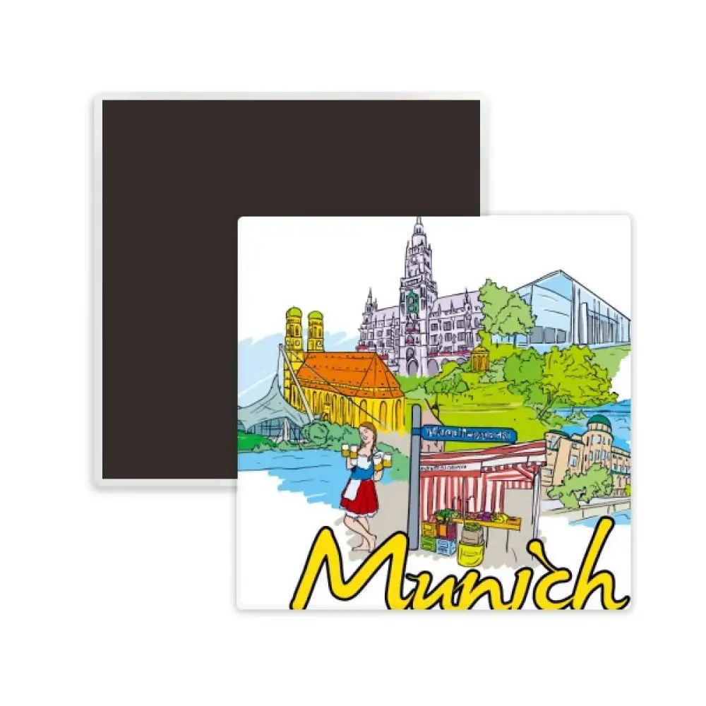 

DIYthinker Germany Munchen Landmark Architecture Square Ceramics Fridge Magnet 2pcs