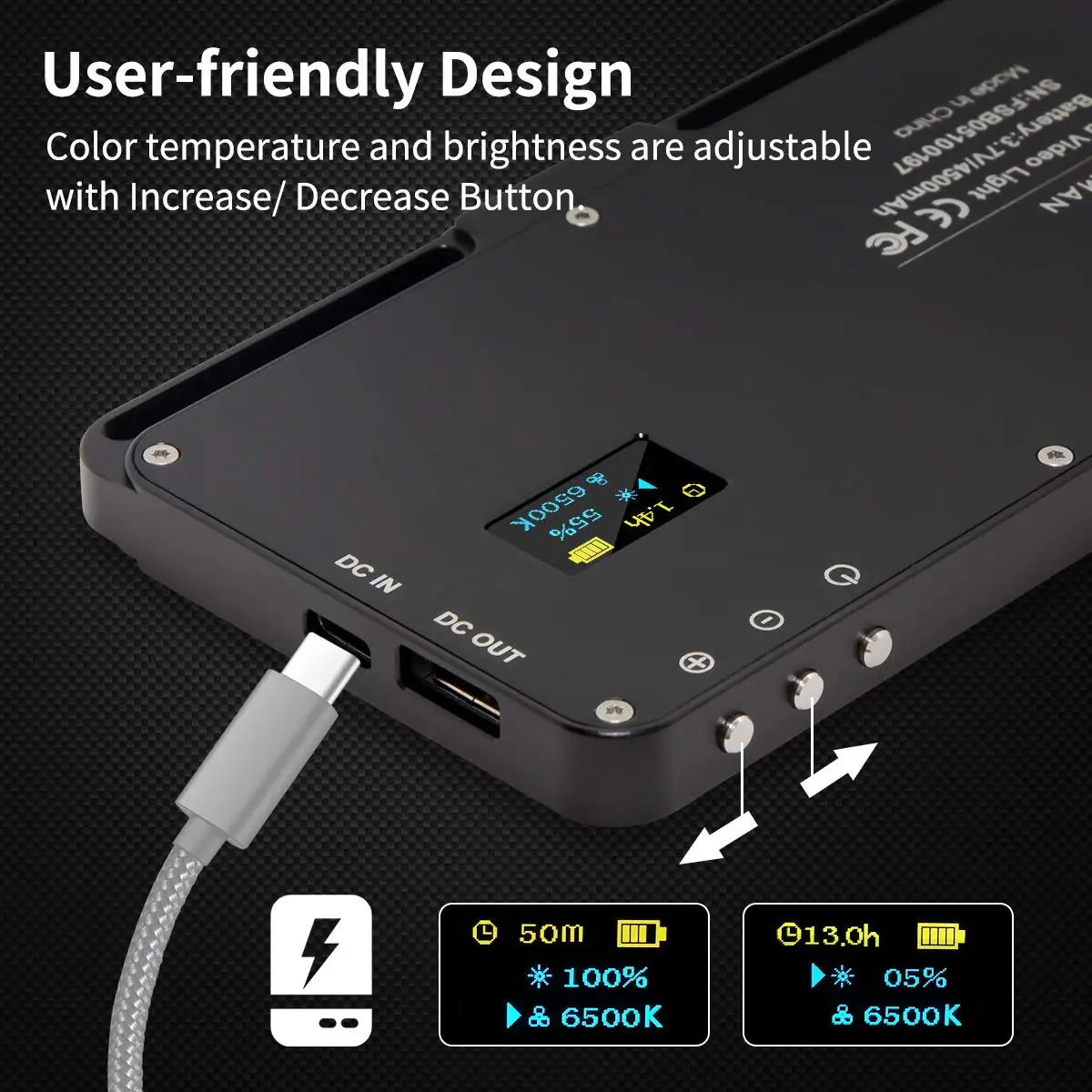 Moman Mini On camera светодиодный свет с функцией Powerbank 4500 мАч двухцветный 3500 K 5700 CRI96 +