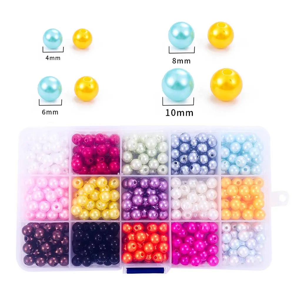 ABS Imitation Pearls Round Beads Box Beading Cord Clasps Set For DIY Bracelet Earrings Sewing Necklace Jewelry Making | Украшения и