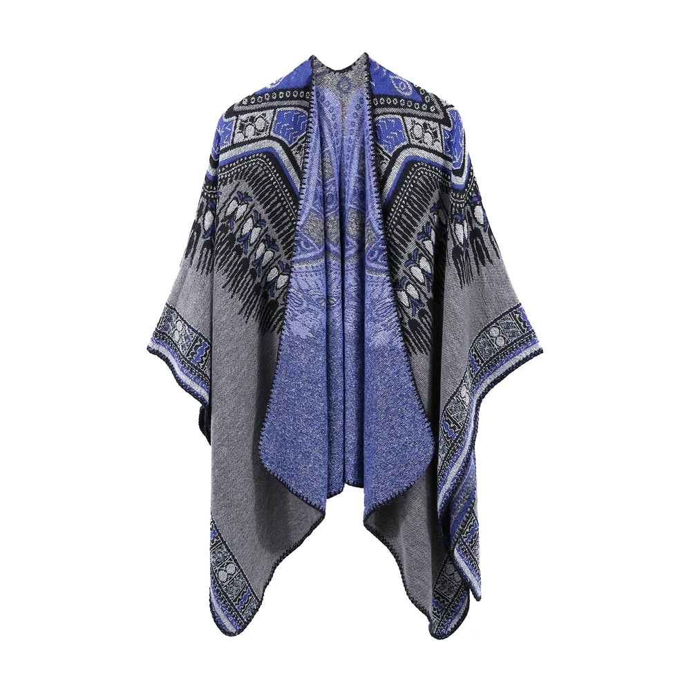 Женская шаль в стиле ретро накидка пончо зимняя мягкая Роскошная шарфы пашимина