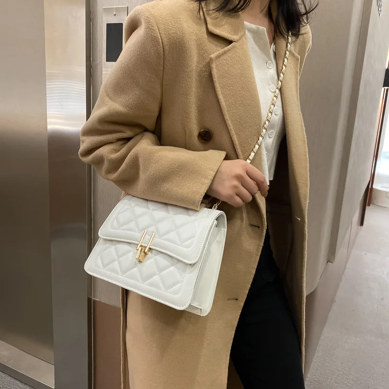 

Women's Messenger Bag Pu Fashion Versatile Popular Rhombic Chain One Shoulder Small Square Bag Women 2021