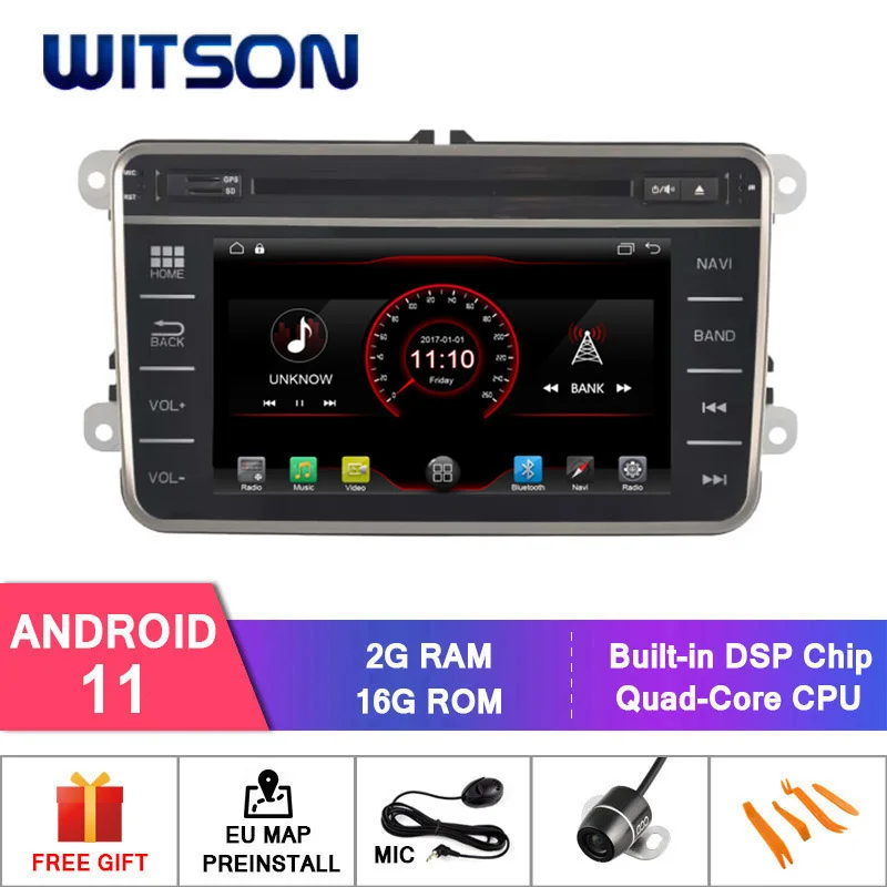 Автомобильный DVD-плеер WITSON на платформе Android 11 с радио и Навигатором для VOLKSWAGEN 16 ГБ