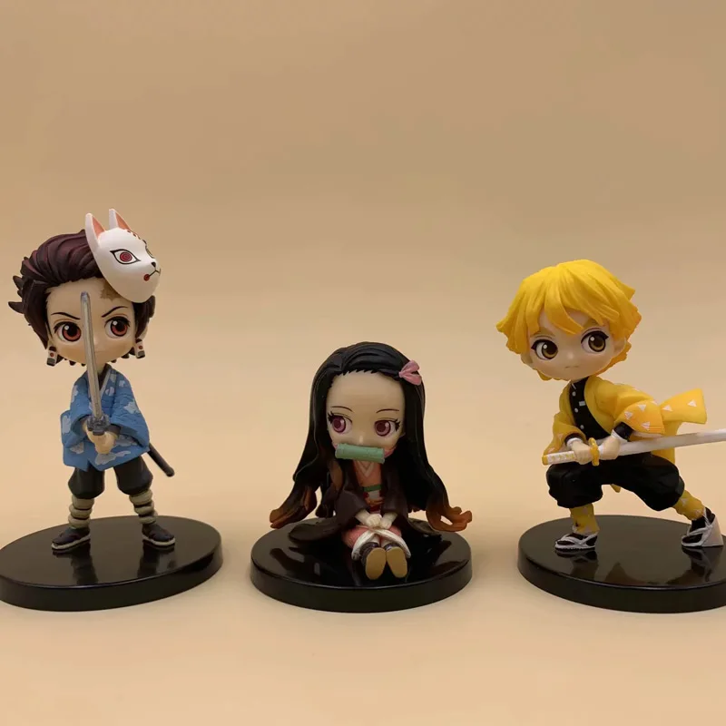10 см 3 шт./лот японское аниме Demon Slayer Kimetsu no Yaiba фигурка Kamado Tanjirou Nezuko ПВХ воина