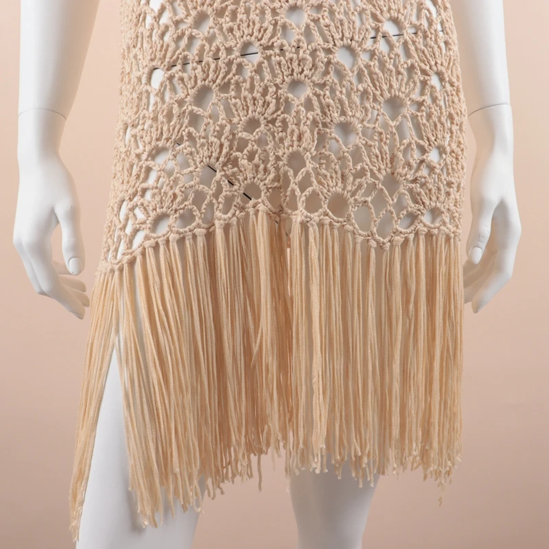 

A3396 Sexy Ladies Mesh Sleeveless Vest Knitted Crochet Floral Dress Hollow Handmade Beach Tunics Swimsuit See-through Maxi Dress