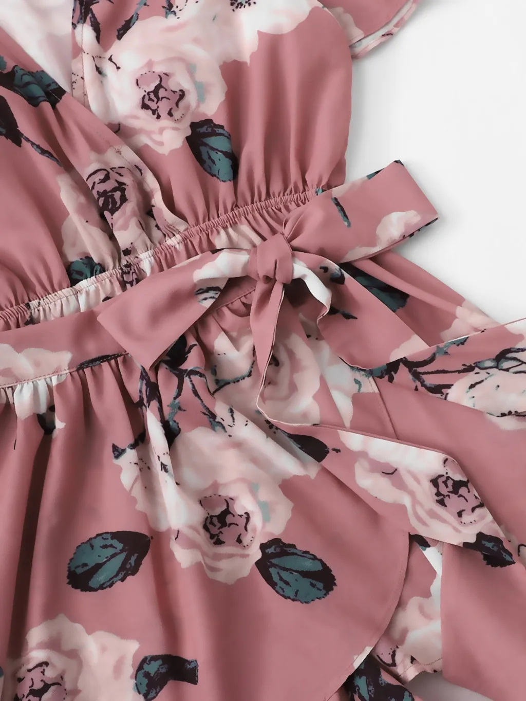 

Women Playsuit Print Flower V-Neck Sash Playsuit Sexy Soft Loose Slim Playsuit Beach combinaison short femme #D