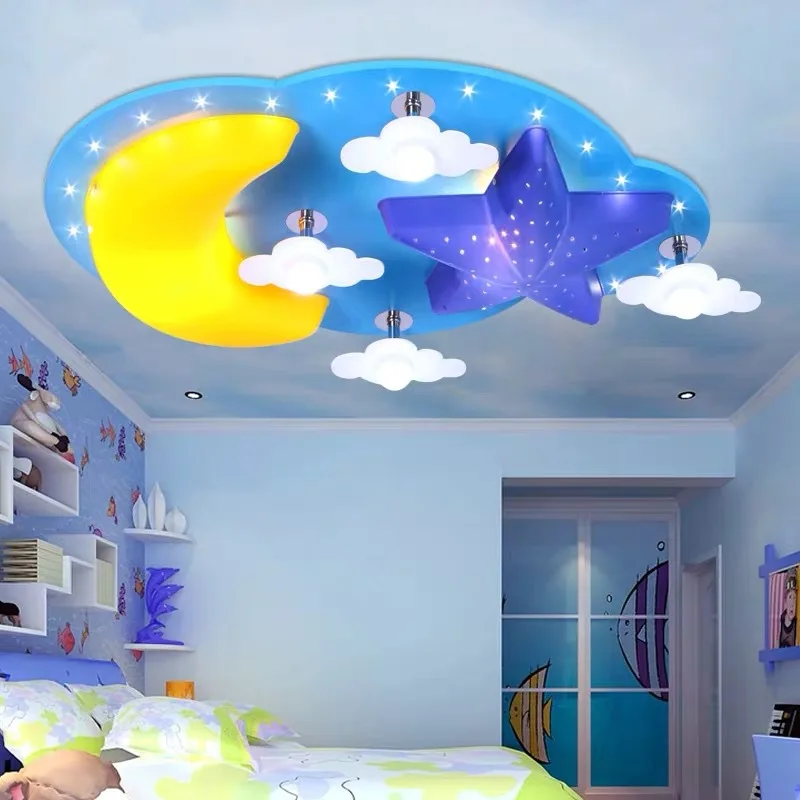 

Креативная Светодиодная потолочная лампа в виде мультяшной звезды и Луны для детской комнаты, для спальни, для мальчиков и девочек, освещен...