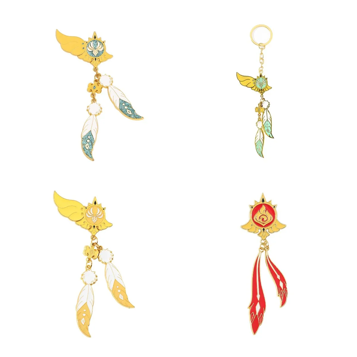 

Genshin Impact Badge Venti God of Eye Brooch Pin Metal Jeans Bag Decor Pendant Keychain Keyring Key Holder Cosplay Accessory Gif