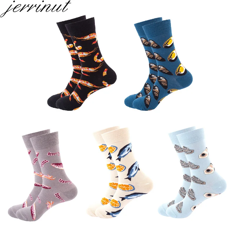 Носки мужские забавные с принтом милые Мультяшные счастливые носки креветочками
