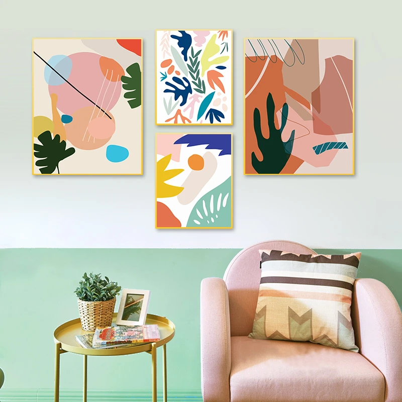 

Modern Abstract Scandinavia Colorful Gallery Canvas Painting Wall Art Prints Posters Picture for Living Room Interior Home Decor