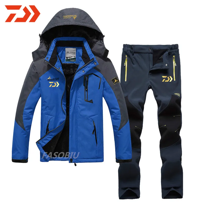 Новый Daiwa уличная теплая плюс бархатная одежда для рыбалки зимний походный Fhshing