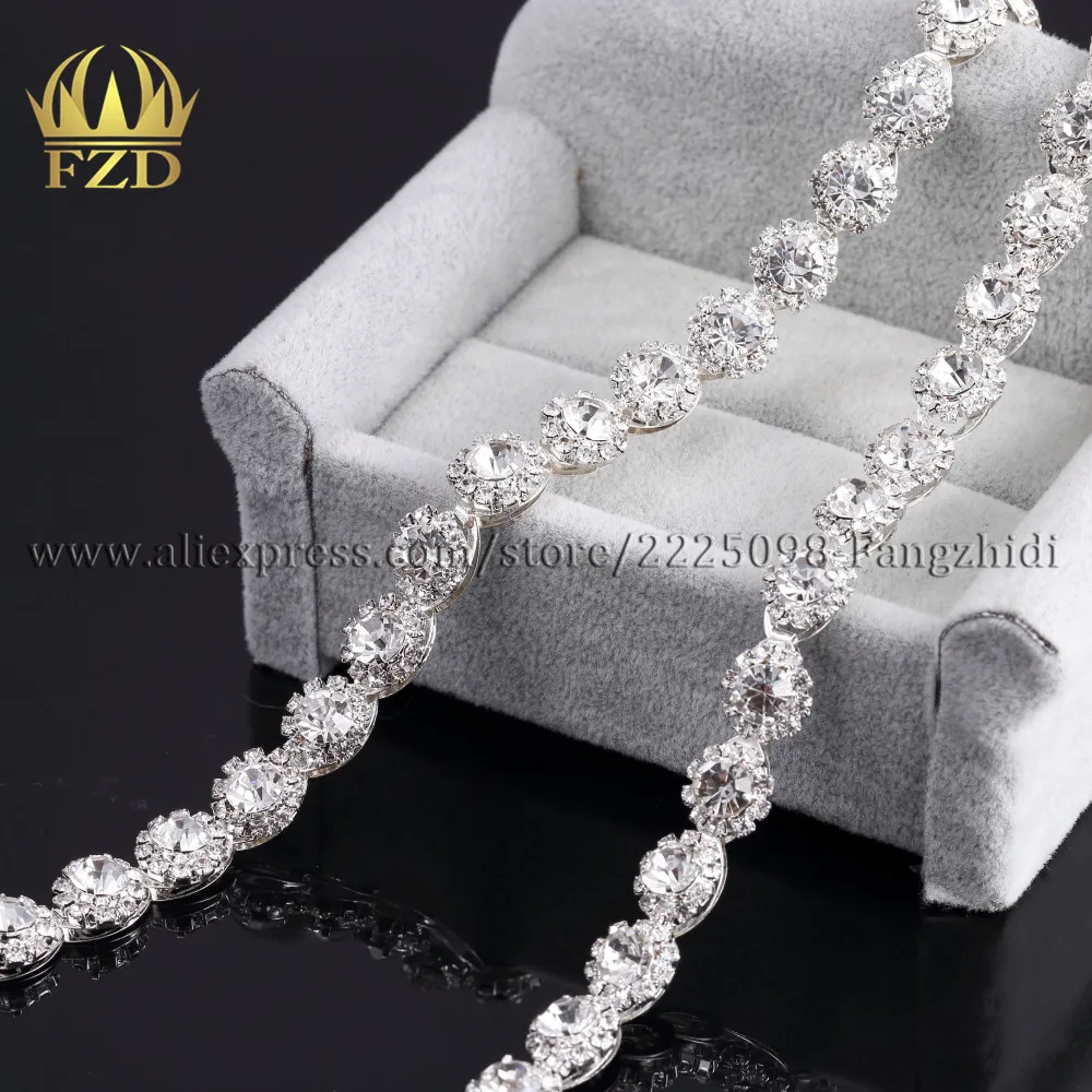 FZD оптовая продажа 30 ярдов 11 мм стразы кружка цепи серебряные аппликации дизайны