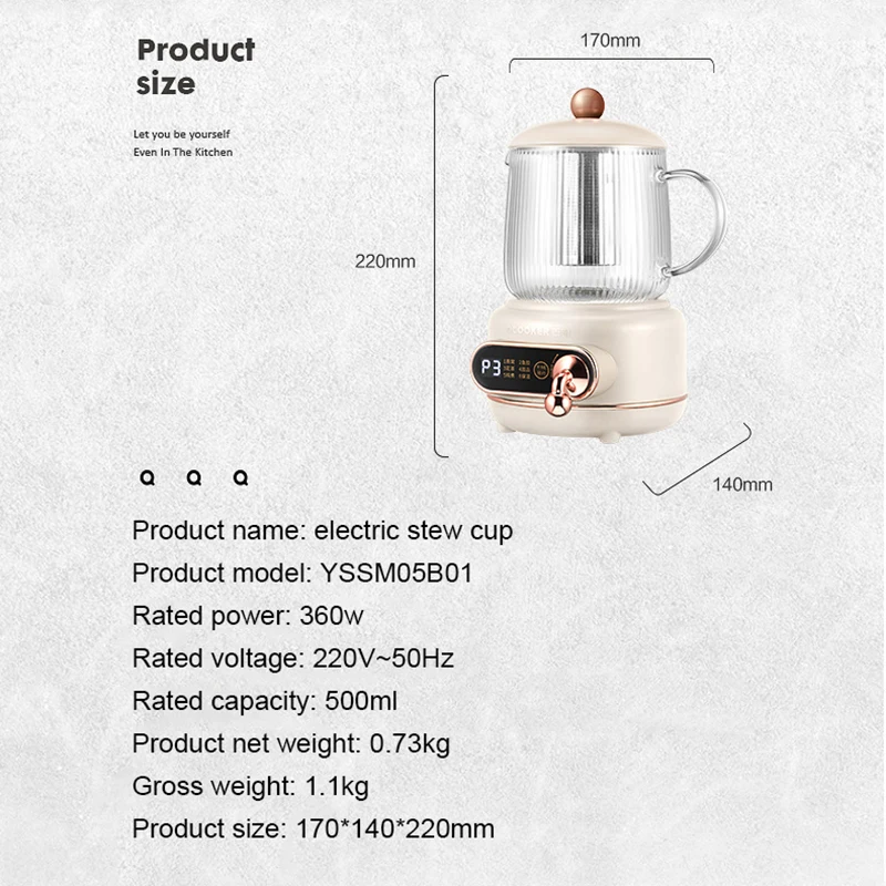 

220V Health Preserving Pot Automatic Kettle Electric Stew Cup Slow Cooker Cup Heater Mug Warmer Tea Maker For Office Home