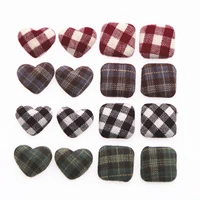 100pcs 16mm grid cloth fabric covered heartsquare button home garden crafts cabochon dress accessories hair bow center