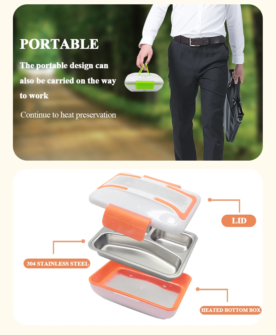 Портативный автомобильный нагреватель 12 в электрический ланч бокс из