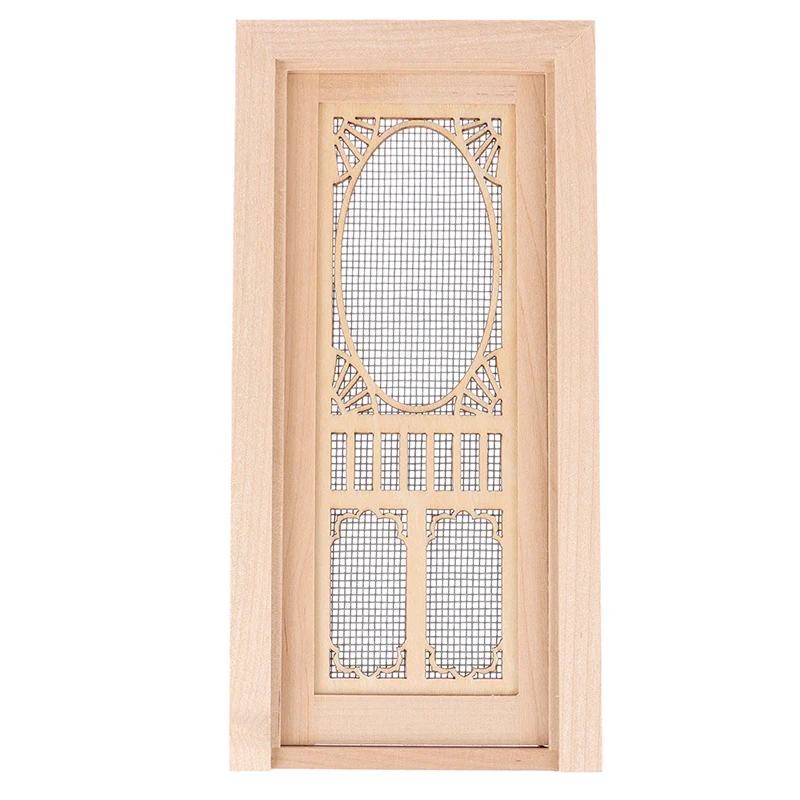

1/12 Scale Dollhouse Miniature Wood External Hollow Screen Door Unpainted Furniture for Dolls House Furniture Accessories