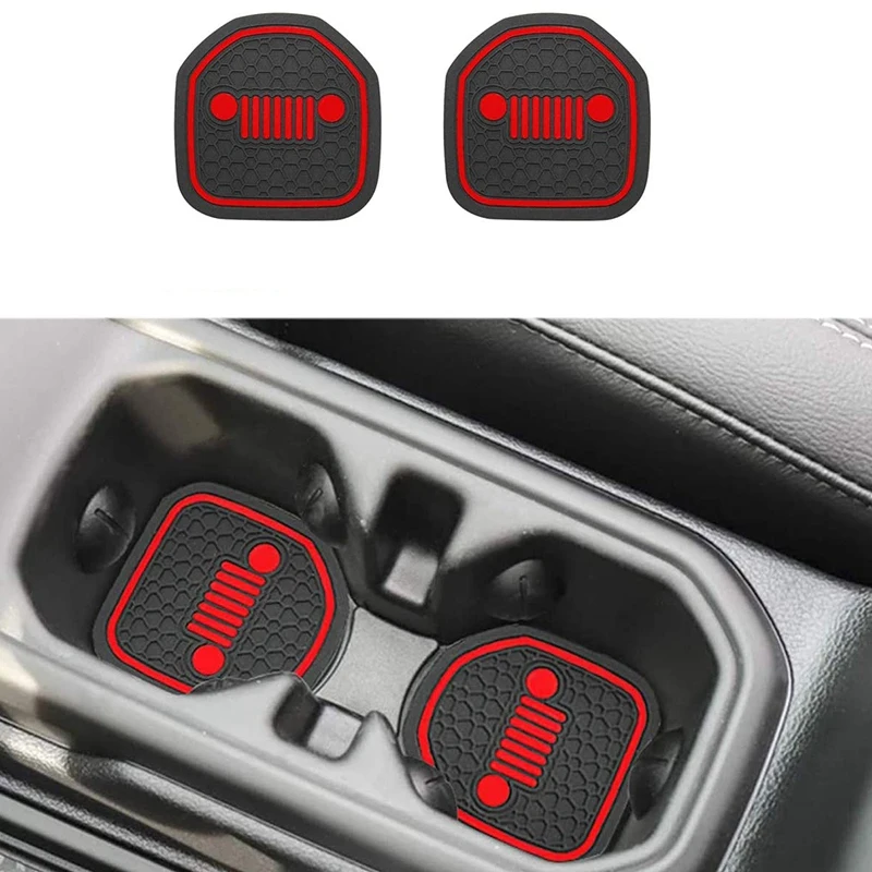 

4Pcs Auto Cup Holder Coaster Insert for Sport & Rubicon of (Jeep Wrangler JL JLU & Gladiator JT) 2018 -2021(Front+Rear)