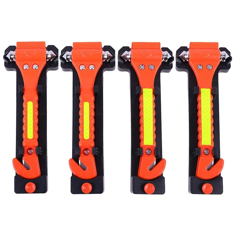 

Life Hammer 4 Pieces of Car Safety Hammer with Reflective Stickers 2 in 1 Emergency Lifesaving Hammer Window Glass Breaker