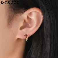 new natural zircon colorful flower stud earring set women inlaid luxury crystal small earring aesthetic jewelry birthday gift