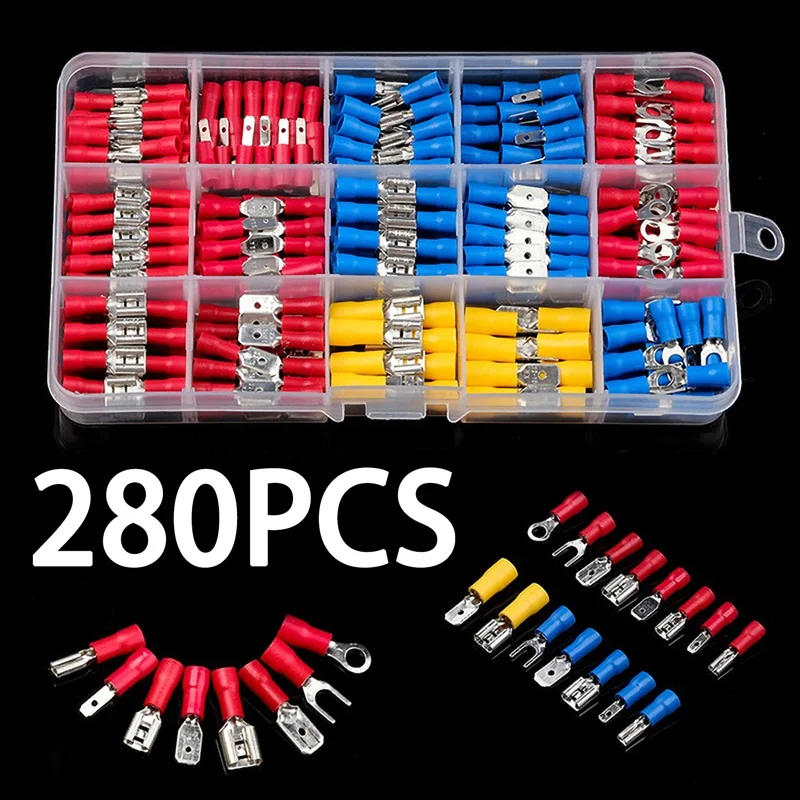280 штук в штучной упаковке Ассорти обжимных клемм для электрических проводов
