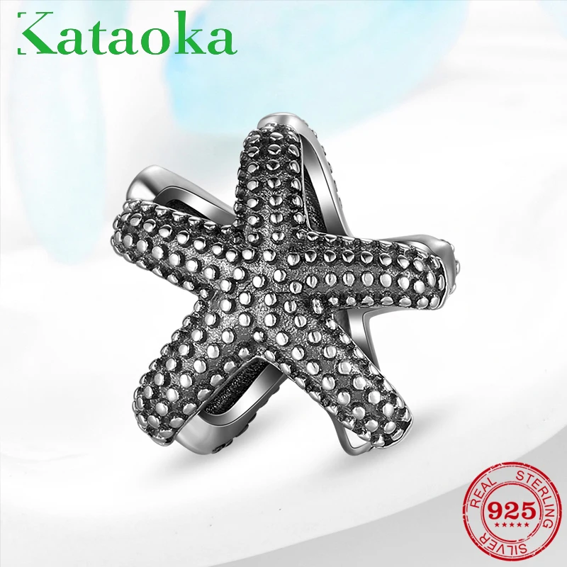 Высокое качество Морская звезда серебро 925 пробы морская амулеты бусины подходит